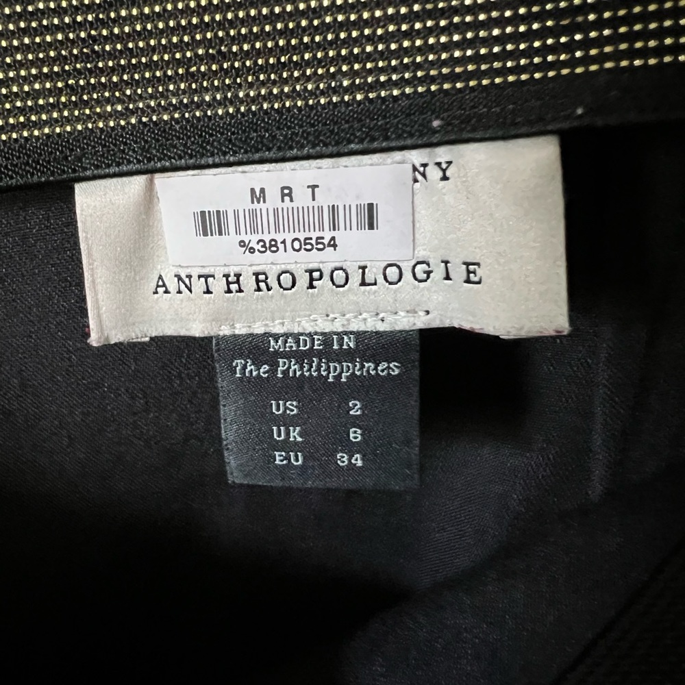Anthropologie Black Tone on Tone Floral Brocade Pants - Picture 4 of 6